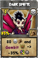 Wizard101 Death spell card: Dark Sprite, Spell ID 17741
