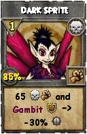 Wizard101 Death spell card: Dark Sprite, Spell ID 17749