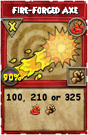 Wizard101 Fire spell card: Fire-Forged Axe, Spell ID 17752