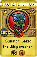 Wizard101 Myth spell card: Leeza the Shipbreaker, Spell ID 17755