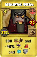 Wizard101 Balance spell card: Elemental Golem, Spell ID 17784