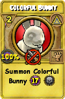 Wizard101 Myth spell card: Colorful Bunny, Spell ID 17809
