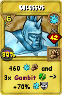 Wizard101 Ice spell card: Colossus, Spell ID 17826