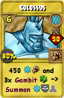 Wizard101 Ice spell card: Colossus, Spell ID 17855