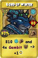 Wizard101 Ice spell card: Lord of Winter, Spell ID 17856