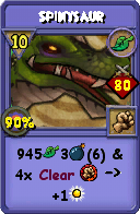 Wizard101 Life spell card: Spinysaur, Spell ID 17866