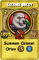 Wizard101 Myth spell card: Colonel Orlov, Spell ID 17919