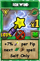 Wizard101 Life spell card: Ion Wind, Spell ID 17935