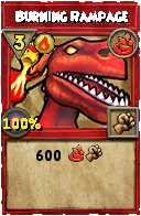 Wizard101 Fire spell card: Burning Rampage, Spell ID 17936