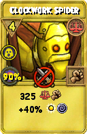 Wizard101 Balance spell card: Clockwork Spider, Spell ID 17978