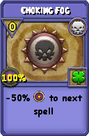 Wizard101 Death spell card: Choking Fog, Spell ID 17990