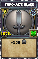 Wizard101 Shadow spell card: Tung-Ak's Blade, Spell ID 17999
