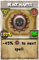 Wizard101 Balance spell card: Black Mantle, Spell ID 17010