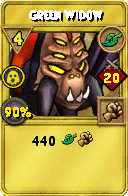 Wizard101 Life spell card: Green Widow, Spell ID 17316