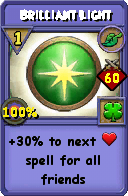 Wizard101 Life spell card: Brilliant Light, Spell ID 17799