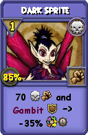 Wizard101 Death spell card: Dark Sprite, Spell ID 17758