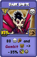 Wizard101 Death spell card: Dark Sprite, Spell ID 17751