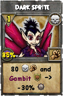 Wizard101 Death spell card: Dark Sprite, Spell ID 17749