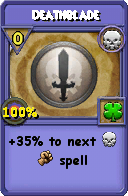 Wizard101 Death spell card: Deathblade, Spell ID 17239