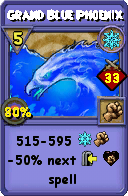 Wizard101 Ice spell card: Grand Blue Phoenix, Spell ID 17274