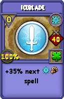Wizard101 Ice spell card: Iceblade, Spell ID 17184