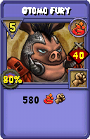 Wizard101 Fire spell card: Otomo Fury, Spell ID 17933