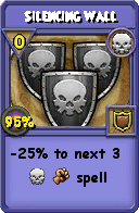 Wizard101 Death spell card: Silencing Wall, Spell ID 17727