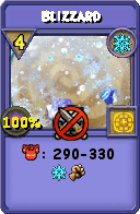 Wizard101 Ice spell card: Blizzard, Spell ID 18009