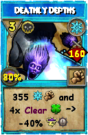 Wizard101 Ice spell card: Deathly Depths, Spell ID 18020