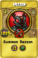Wizard101 Myth spell card: Rezzon, Spell ID 18025