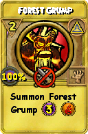 Wizard101 Myth spell card: Forest Grump, Spell ID 18031
