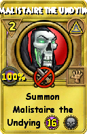 Wizard101 Myth spell card: Malistaire the Undying, Spell ID 18033