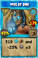Wizard101 Ice spell card: Woe of Shu, Spell ID 18034