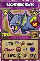 Wizard101 Storm spell card: Lightning Bats, Spell ID 18039