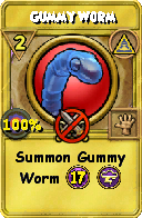 Wizard101 Myth spell card: Gummy Worm, Spell ID 18041