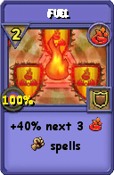 Wizard101 Fire spell card: Fuel, Spell ID 18057