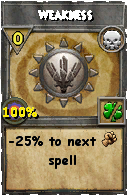 Wizard101 Death spell card: Weakness, Spell ID 18063