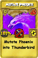 Wizard101 Fire spell card: Mutate Phoenix, Spell ID 18066