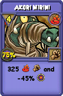 Wizard101 Fire spell card: Akori Nirini, Spell ID 18073