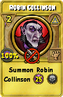 Wizard101 Myth spell card: Robin Collinson, Spell ID 18074