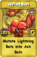 Wizard101 Storm spell card: Mutate Bats, Spell ID 18087