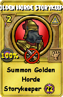 Wizard101 Myth spell card: Golden Horde Storykeeper, Spell ID 18142