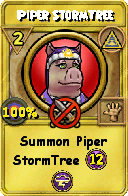 Wizard101 Myth spell card: Piper StormTree, Spell ID 18150