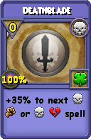 Wizard101 Death spell card: Deathblade, Spell ID 18089