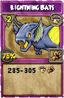 Wizard101 Storm spell card: Lightning Bats, Spell ID 18039
