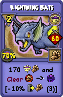 Wizard101 Storm spell card: Lightning Bats, Spell ID 18049