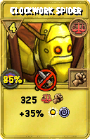 Wizard101 Balance spell card: Clockwork Spider, Spell ID 18000