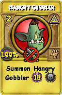 Wizard101 Myth spell card: Hangry Gobbler, Spell ID 18003